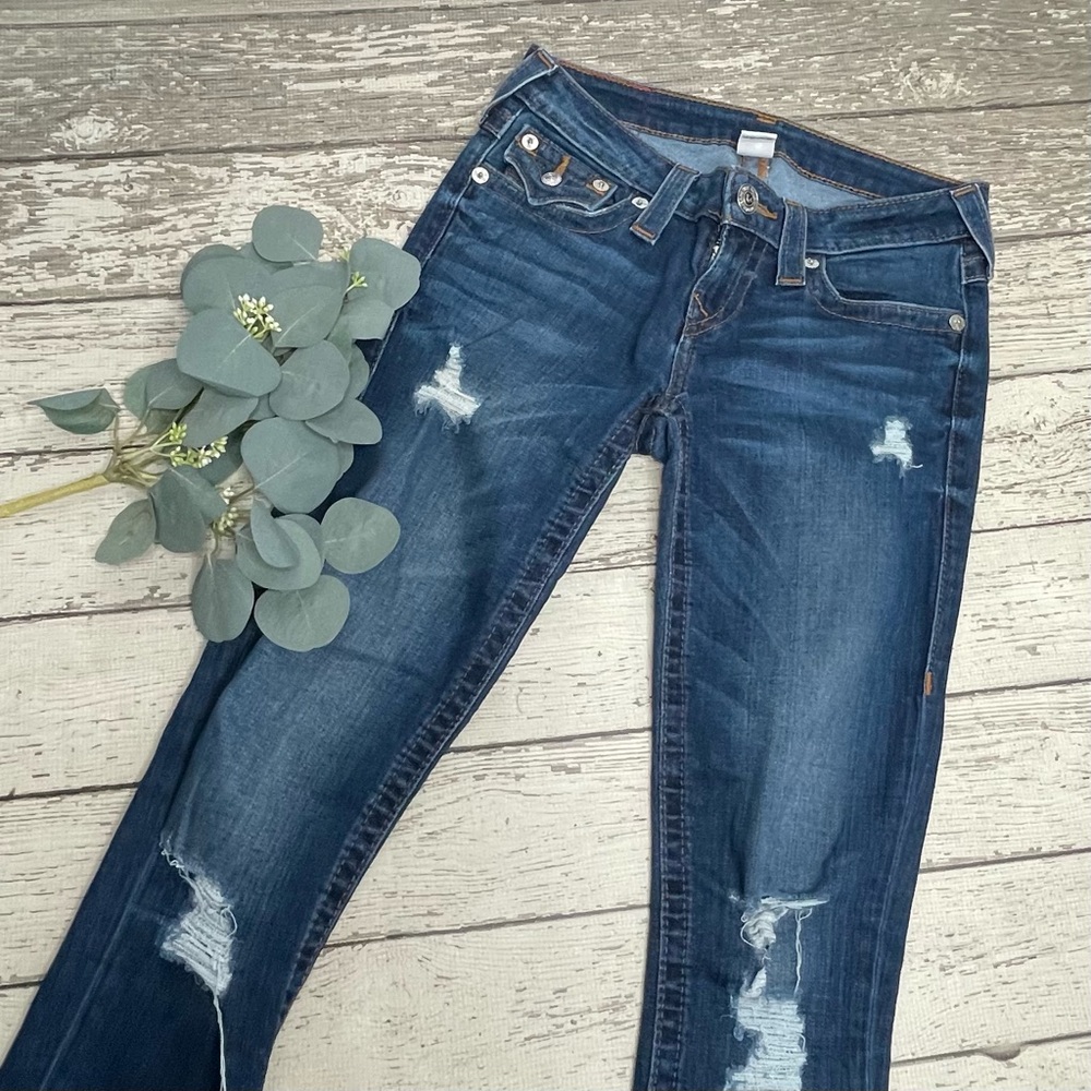 True Religion Super Skinny Flap Destroy Jeans